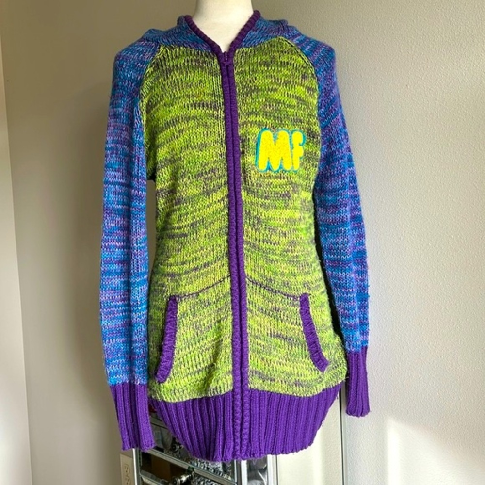 Mecca Femme | Woman’s Vintage Y2K Zip Up Knit Sweater - Plus Size 2X Retro Boho